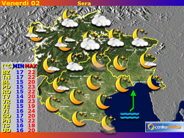 Previsioni del Tempo Trentino AA, Veneto e Friuli VG, mappa 2