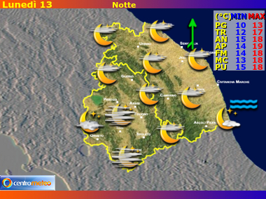 Previsioni del Tempo Marche e Umbria, mappa 1