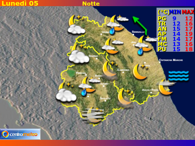 Previsioni del Tempo Marche e Umbria, mappa 1