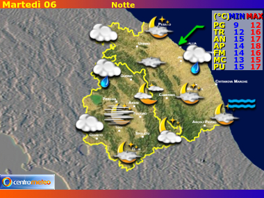 Previsioni del Tempo Marche e Umbria, mappa 1