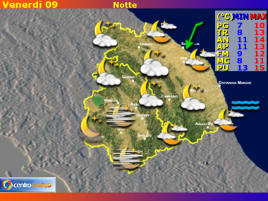 Previsioni del Tempo Marche e Umbria, mappa 1