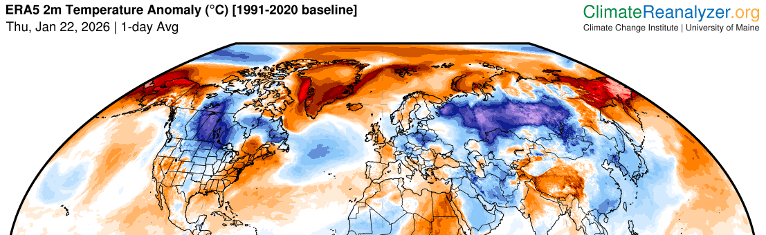 Anomalia di temperatura al 22 gennaio 2026 Anomalia di temperatura al 22 gennaio 2026