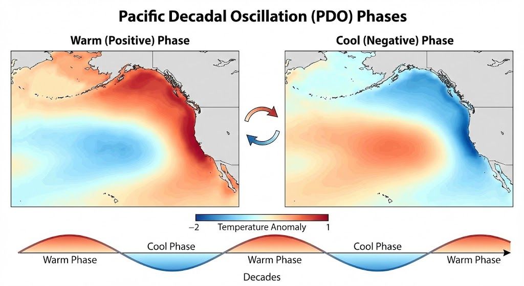 Le fasi della PDO - Pacific Decadal Oscillation