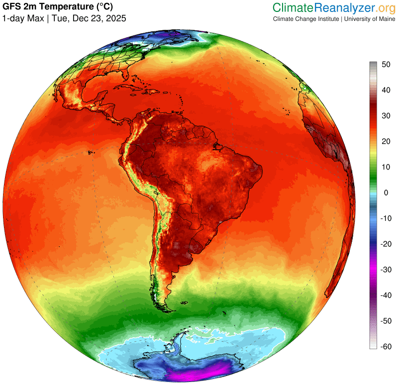 Temperature massime in America Meridionale