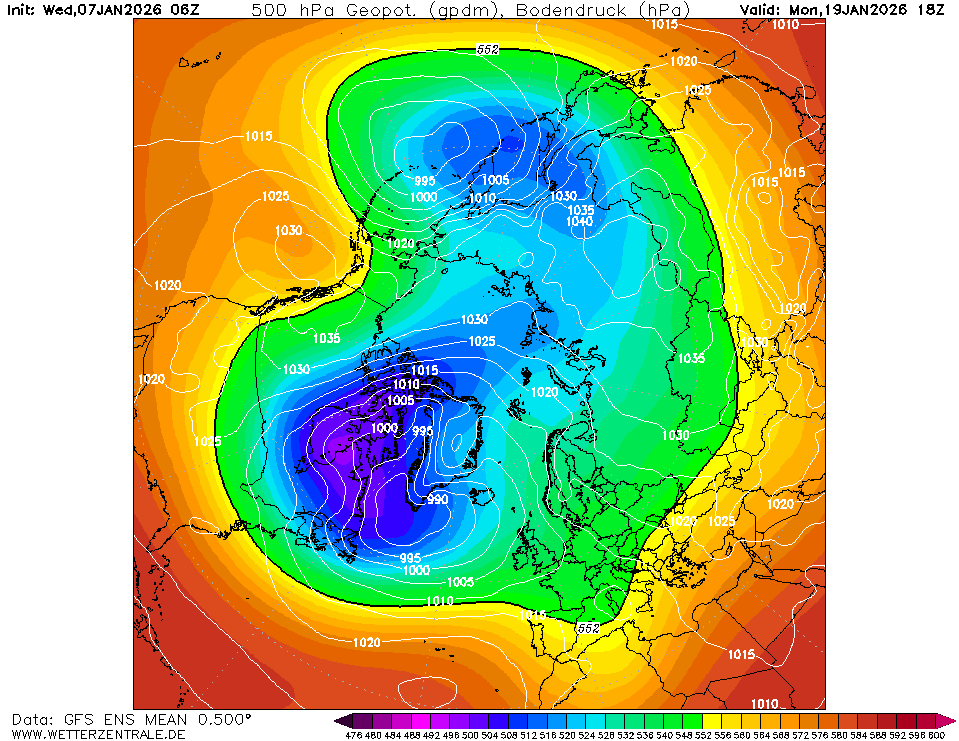 Anticiclone Russo-Siberiano e dislocamento del VP sul Canada