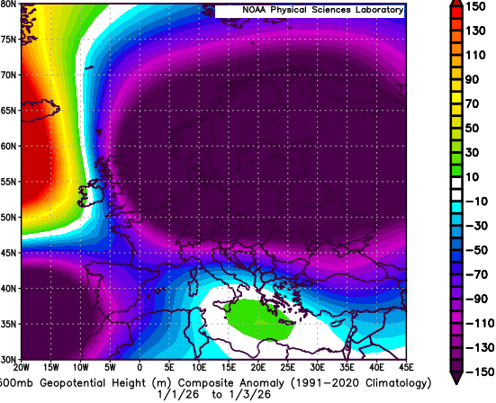 Fase artica inizio Gennaio 2026