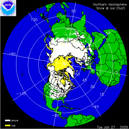Snowcover e ghiaccio Artico al 27 gennaio 2026 Snowcover e ghiaccio Artico al 27 gennaio 2026