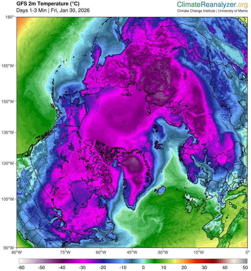 Temperature minime Nord Emisfero