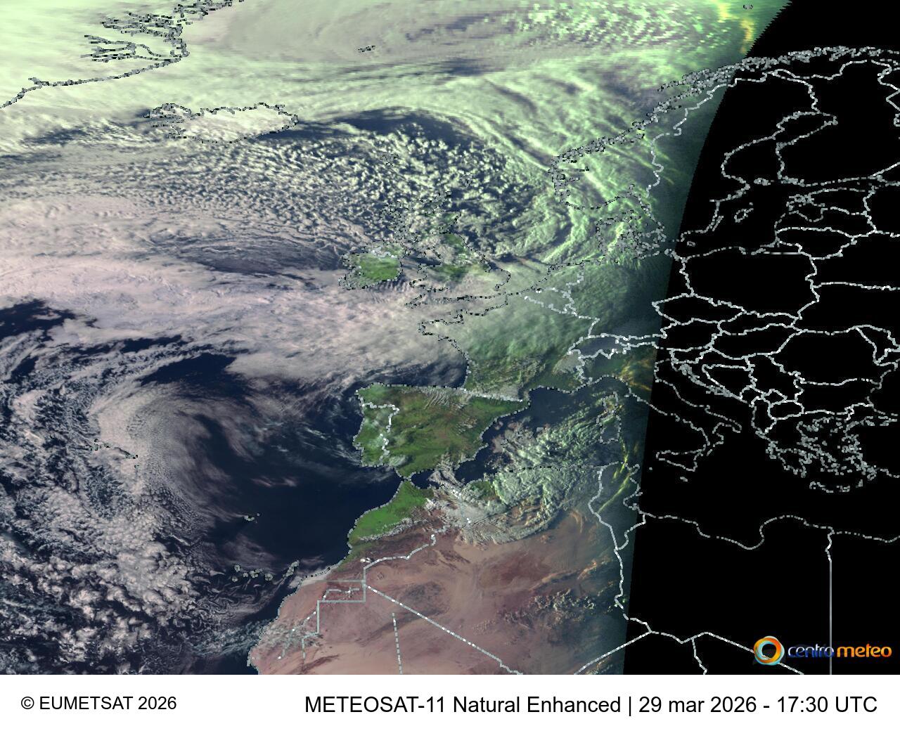 Immagine da satellite. Europa e vicino Atlantico. Canale: VIS